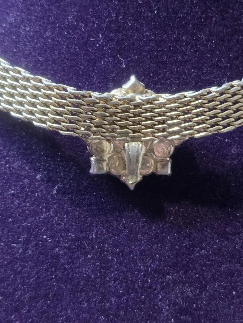Vintage Attributed Juliana D&E Studio Girl Mesh Choker Green Cabochon 18